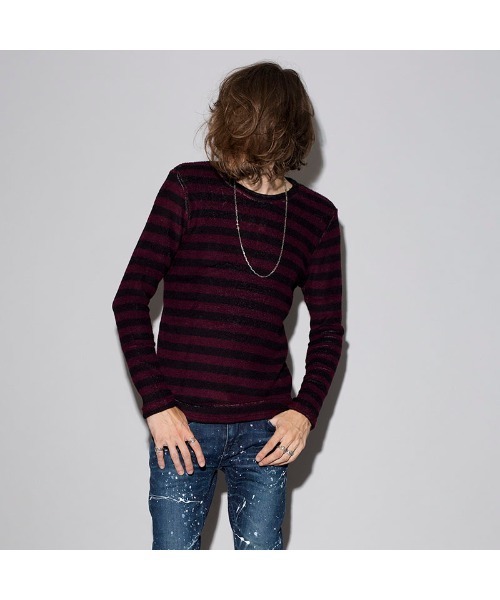NO ID.(ノーアイディ)の「【NO ID.】Bicule Lamb Pile Border Crew-Neck Pullover / ビキューレ ラム パイル ボーダー クルーネック プルオーバー(ニット/セーター・メンズ・ホワイト×ブラック/グレー系その他/ホワイト×ネイビー/ブラック系その他3・2/3/1)」の5枚目の写真