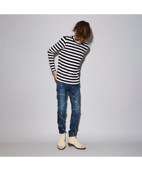 NO ID.(ノーアイディ)の「【NO ID.】Bicule Lamb Pile Border Crew-Neck Pullover / ビキューレ ラム パイル ボーダー クルーネック プルオーバー(ニット/セーター・メンズ・ホワイト×ブラック/グレー系その他/ホワイト×ネイビー/ブラック系その他3・2/3/1)」の6枚目の写真