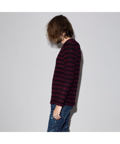 NO ID.(ノーアイディ)の「【NO ID.】Bicule Lamb Pile Border Crew-Neck Pullover / ビキューレ ラム パイル ボーダー クルーネック プルオーバー(ニット/セーター・メンズ・ホワイト×ブラック/グレー系その他/ホワイト×ネイビー/ブラック系その他3・2/3/1)」の8枚目の写真