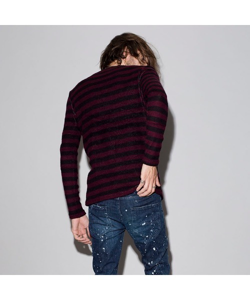 NO ID.(ノーアイディ)の「【NO ID.】Bicule Lamb Pile Border Crew-Neck Pullover / ビキューレ ラム パイル ボーダー クルーネック プルオーバー(ニット/セーター・メンズ・ホワイト×ブラック/グレー系その他/ホワイト×ネイビー/ブラック系その他3・2/3/1)」の9枚目の写真
