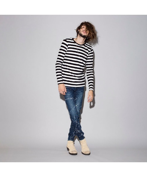 NO ID.(ノーアイディ)の「【NO ID.】Bicule Lamb Pile Border Crew-Neck Pullover / ビキューレ ラム パイル ボーダー クルーネック プルオーバー(ニット/セーター・メンズ・ホワイト×ブラック/グレー系その他/ホワイト×ネイビー/ブラック系その他3・2/3/1)」の11枚目の写真