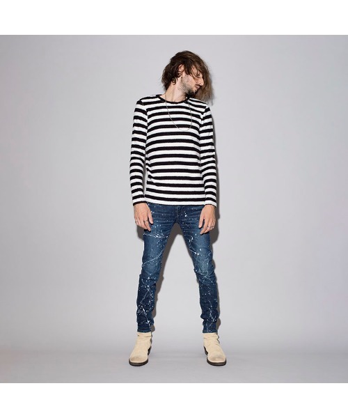 NO ID.(ノーアイディ)の「【NO ID.】Bicule Lamb Pile Border Crew-Neck Pullover / ビキューレ ラム パイル ボーダー クルーネック プルオーバー(ニット/セーター・メンズ・ホワイト×ブラック/グレー系その他/ホワイト×ネイビー/ブラック系その他3・2/3/1)」の12枚目の写真