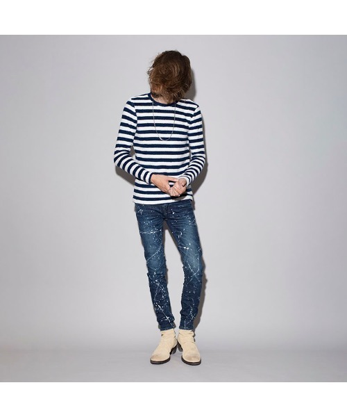 NO ID.(ノーアイディ)の「【NO ID.】Bicule Lamb Pile Border Crew-Neck Pullover / ビキューレ ラム パイル ボーダー クルーネック プルオーバー(ニット/セーター・メンズ・ホワイト×ブラック/グレー系その他/ホワイト×ネイビー/ブラック系その他3・2/3/1)」の13枚目の写真