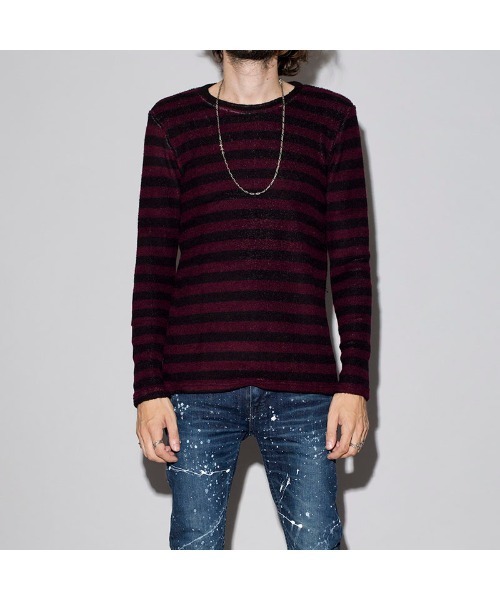 NO ID.(ノーアイディ)の「【NO ID.】Bicule Lamb Pile Border Crew-Neck Pullover / ビキューレ ラム パイル ボーダー クルーネック プルオーバー(ニット/セーター・メンズ・ホワイト×ブラック/グレー系その他/ホワイト×ネイビー/ブラック系その他3・2/3/1)」の18枚目の写真