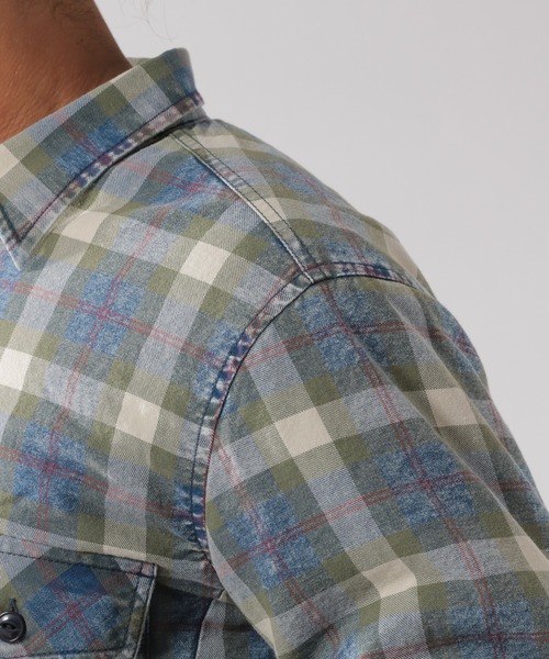 BAYFLOW(ベイフロー)の「ウラボアチェックシャツ(シャツ/ブラウス・メンズ・オレンジ/ブルー/グリーン・SMALL/MEDIUM/LARGE)」の11枚目の写真