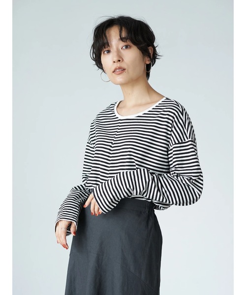 AMERICAN HOLIC（アメリカンホリック）の「フロントタックボーダーカットプルオーバー1　＊（Tシャツ/カットソー・レディース・ブラック/ネイビー・M/L）」の19枚目の写真