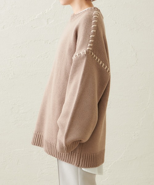 natural couture（ナチュラルクチュール）の「【WEB限定カラー有り】ハンドステッチアクセントニット（ニット/セーター・レディース・アイボリー/モカ/カーキ/ラベンダー・FREE）」の20枚目の写真