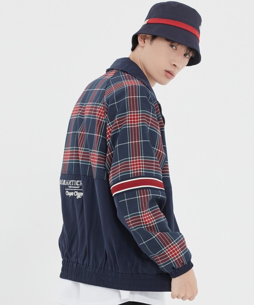 ROMANTIC CROWN（ロマンティッククラウン）の「【CHUPA CHUPS × ROMANTIC CROWN】CHECK JUMPER / チュッパチャップス × ロマンティッククラウン チェック ジャンパー（ブルゾン・メンズ・ネイビー/オートミール・SMALL/MEDIUM/LARGE）」の5枚目の写真
