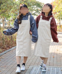 PairPair | 配色ステッチメルトンジャンスカ(ジャンパースカート)