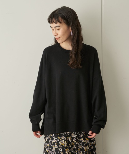 AMERICAN HOLIC(アメリカンホリック)の「クルーネックボックスニットプルオーバー *●(ニット/セーター・レディース・ブラック/ベージュ/パープル/ブルー/アイボリー/マスタード・M/L)」の3枚目の写真