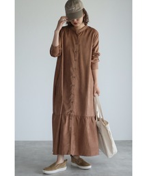 Bonjour Sagan | 【2021-2022 A/W】前後2way バンドカラーティアードワンピース(シャツワンピース)