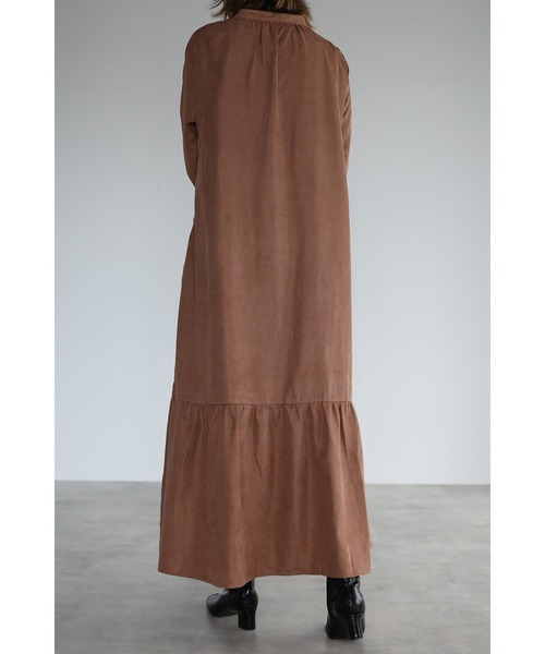 Bonjour Sagan（ボンジュールサガン）の「前後2way バンドカラーティアードワンピース（シャツワンピース・レディース・チャコールグレー/ブラック/ベージュ/ブラウン・FREE）」の9枚目の写真