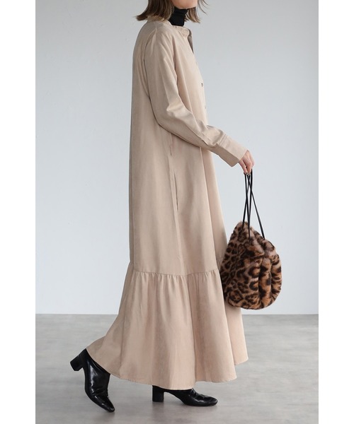 Bonjour Sagan（ボンジュールサガン）の「前後2way バンドカラーティアードワンピース（シャツワンピース・レディース・チャコールグレー/ブラック/ベージュ/ブラウン・FREE）」の11枚目の写真