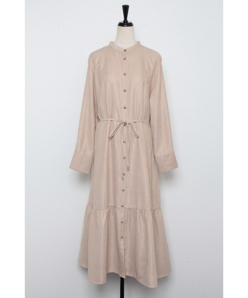 Bonjour Sagan（ボンジュールサガン）の「前後2way バンドカラーティアードワンピース（シャツワンピース・レディース・チャコールグレー/ブラック/ベージュ/ブラウン・FREE）」の15枚目の写真