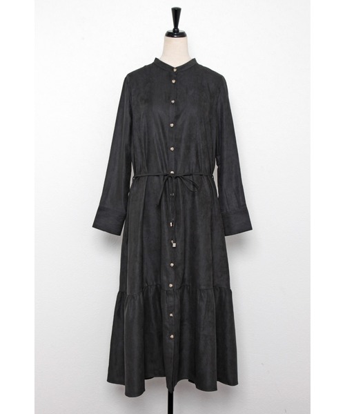 Bonjour Sagan（ボンジュールサガン）の「前後2way バンドカラーティアードワンピース（シャツワンピース・レディース・チャコールグレー/ブラック/ベージュ/ブラウン・FREE）」の16枚目の写真