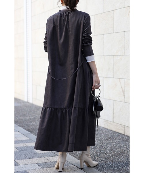 Bonjour Sagan（ボンジュールサガン）の「前後2way バンドカラーティアードワンピース（シャツワンピース・レディース・チャコールグレー/ブラック/ベージュ/ブラウン・FREE）」の19枚目の写真