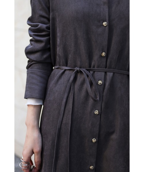 Bonjour Sagan（ボンジュールサガン）の「前後2way バンドカラーティアードワンピース（シャツワンピース・レディース・チャコールグレー/ブラック/ベージュ/ブラウン・FREE）」の20枚目の写真