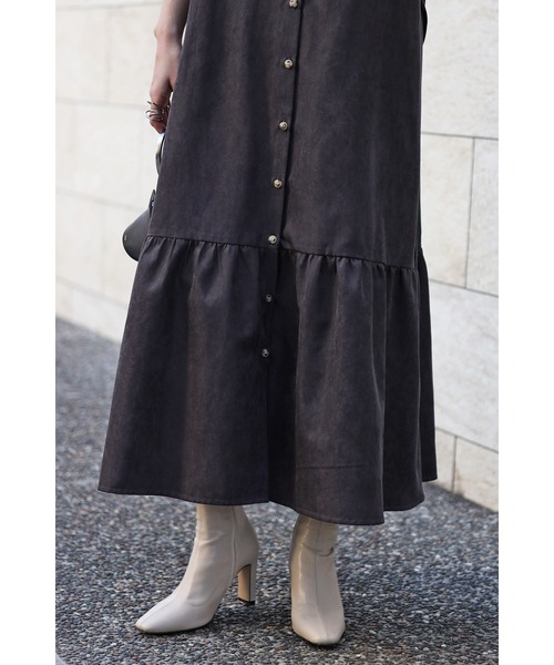 Bonjour Sagan（ボンジュールサガン）の「前後2way バンドカラーティアードワンピース（シャツワンピース・レディース・チャコールグレー/ブラック/ベージュ/ブラウン・FREE）」の21枚目の写真