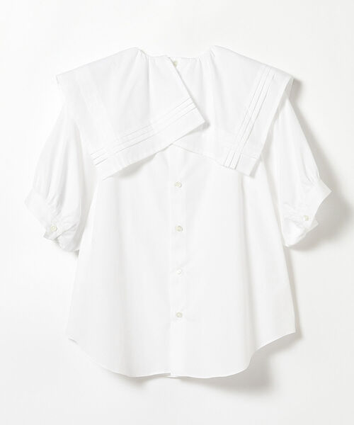 Ray BEAMS(レイビームス)の「MIYAO × Ray BEAMS / 別注 タックカラー ハーフスリーブ ブラウス(シャツ/ブラウス・レディース・ホワイト/ブラック・ONE SIZE)」の7枚目の写真