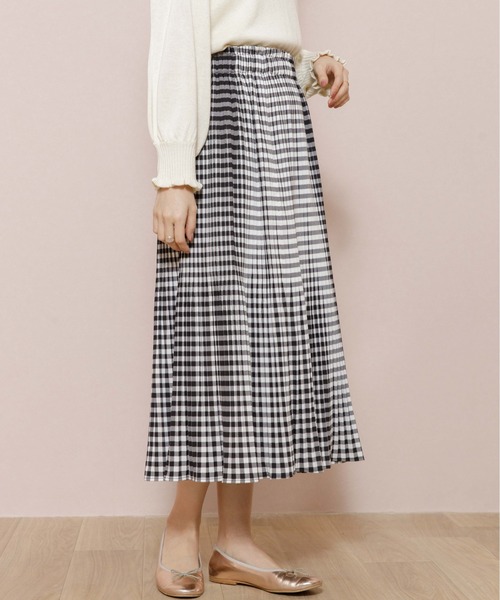 flower（フラワー）の「フレアプリーツスカート（スカート・レディース・ブラック/アイボリー・FREE）」の2枚目の写真