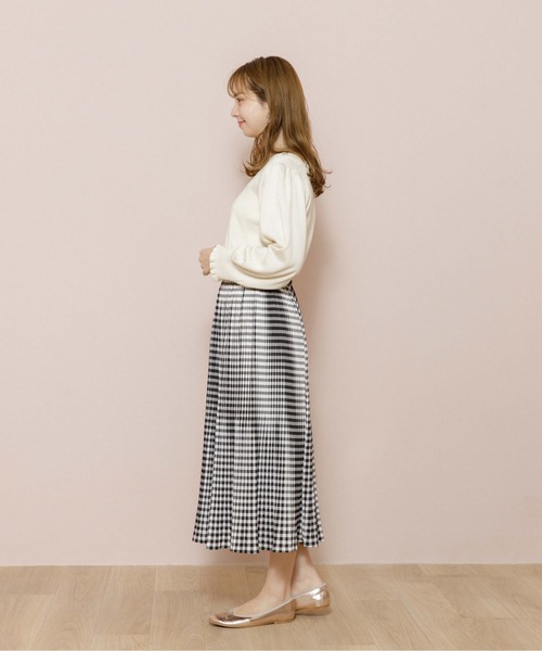 flower（フラワー）の「フレアプリーツスカート（スカート・レディース・ブラック/アイボリー・FREE）」の7枚目の写真