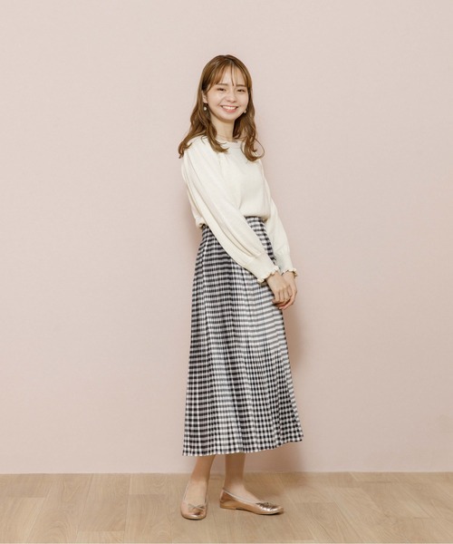 flower（フラワー）の「フレアプリーツスカート（スカート・レディース・ブラック/アイボリー・FREE）」の5枚目の写真