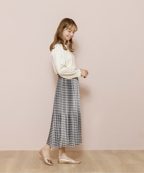 flower（フラワー）の「フレアプリーツスカート（スカート・レディース・ブラック/アイボリー・FREE）」の6枚目の写真