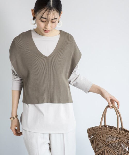 THE SHOP TK （ザ ショップ ティーケー ）の「◆ニットショートベスト（ベスト・レディース・ライトベージュ/オリーブ/ブラック・12/13）」の12枚目の写真