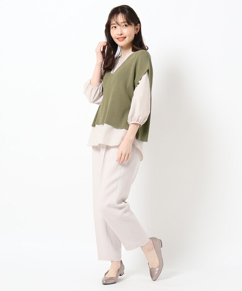 THE SHOP TK （ザ ショップ ティーケー ）の「◆ニットショートベスト（ベスト・レディース・ライトベージュ/オリーブ/ブラック・12/13）」の8枚目の写真