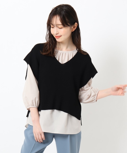THE SHOP TK （ザ ショップ ティーケー ）の「◆ニットショートベスト（ベスト・レディース・ライトベージュ/オリーブ/ブラック・12/13）」の6枚目の写真