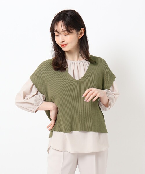 THE SHOP TK （ザ ショップ ティーケー ）の「◆ニットショートベスト（ベスト・レディース・ライトベージュ/オリーブ/ブラック・12/13）」の9枚目の写真