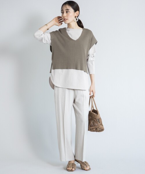 THE SHOP TK （ザ ショップ ティーケー ）の「◆ニットショートベスト（ベスト・レディース・ライトベージュ/オリーブ/ブラック・12/13）」の17枚目の写真