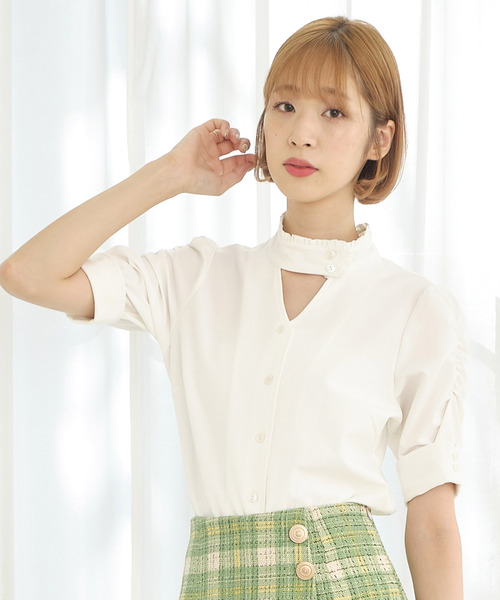 TITTY&CO ティティアンドコー　ヴィンテージシャツ　ブラウス　ヴォヤージュ セール】クラシカルギンガムブラウス（シャツ/ブラウス