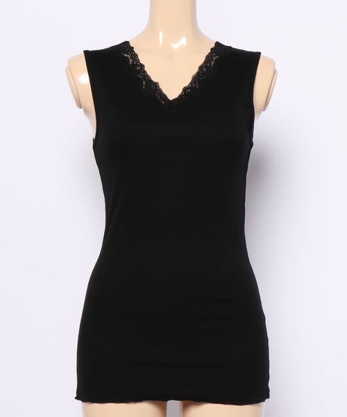 Doux archives（ドゥアルシーヴ）の「テレコレースキャミソール（キャミソール・レディース・グレイッシュベージュ/オフホワイト/ブラック/杢グレー・MEDIUM）」の8枚目の写真