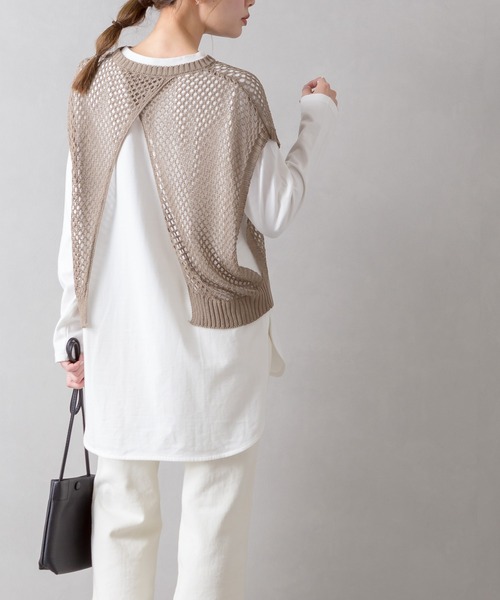 SpRay(スプレイ)の「フィッシュネットベスト(ベスト・レディース・ブラック/アイボリー/モカ・FREE)」の3枚目の写真