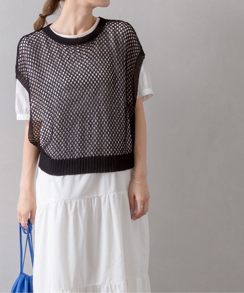SpRay(スプレイ)の「フィッシュネットベスト(ベスト・レディース・ブラック/アイボリー/モカ・FREE)」の6枚目の写真
