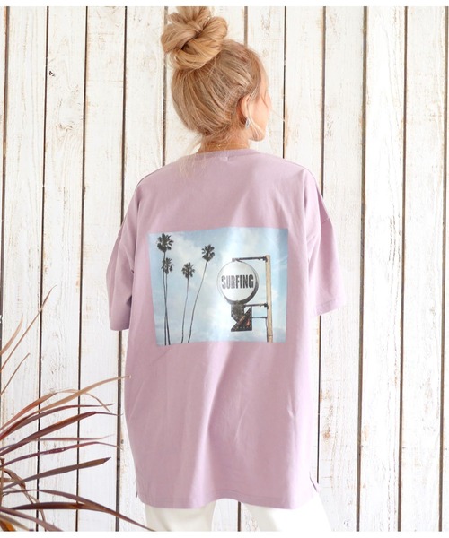 anap mimpi（アナップミンピ）の「【UNISEX対応】サーフィングフォトビッグTシャツ（Tシャツ/カットソー・レディース・ダークグレー/ホワイト/パープル・FREE）」の3枚目の写真