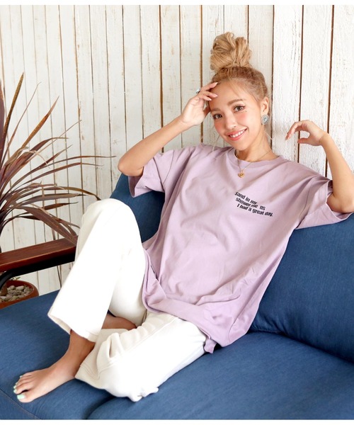 anap mimpi（アナップミンピ）の「【UNISEX対応】サーフィングフォトビッグTシャツ（Tシャツ/カットソー・レディース・ダークグレー/ホワイト/パープル・FREE）」の6枚目の写真