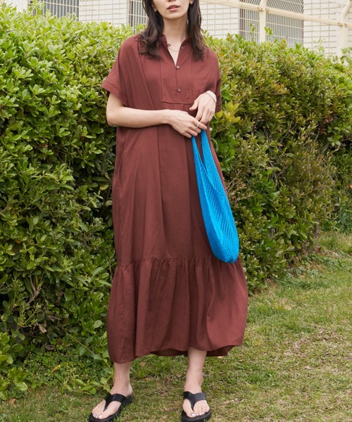 Auntie Rosa Holiday（アンティローザホリデー）の「ティアードカフタンワンピース（ワンピース・レディース・ブラック/グリーン/ナチュラル/ブラウン/ピンク・FREE）」の7枚目の写真