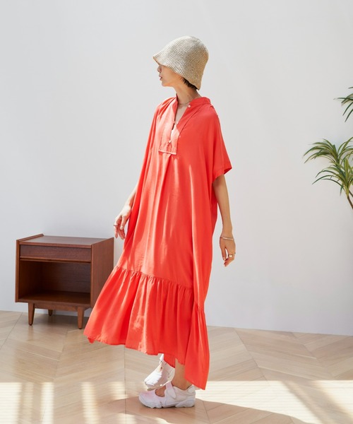 Auntie Rosa Holiday（アンティローザホリデー）の「ティアードカフタンワンピース（ワンピース・レディース・ブラック/グリーン/ナチュラル/ブラウン/ピンク・FREE）」の16枚目の写真