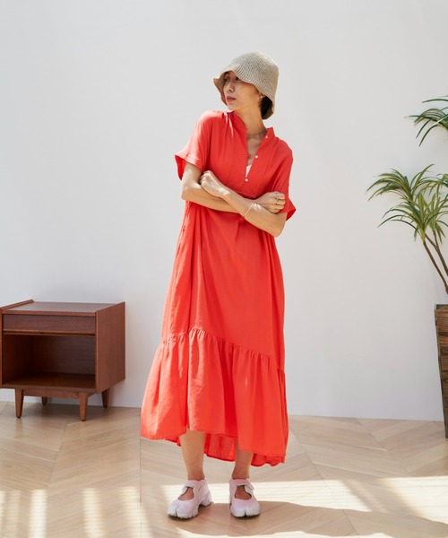 Auntie Rosa Holiday（アンティローザホリデー）の「ティアードカフタンワンピース（ワンピース・レディース・ブラック/グリーン/ナチュラル/ブラウン/ピンク・FREE）」の18枚目の写真