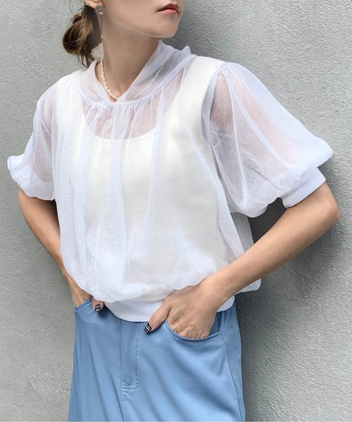 RASVOA（ラスボア）の「パフスリーブシアートップス（パーカー・レディース・ブラック/グレー/オフホワイト/グレイッシュベージュ・FREE）」の18枚目の写真