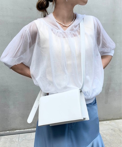 RASVOA（ラスボア）の「パフスリーブシアートップス（パーカー・レディース・ブラック/グレー/オフホワイト/グレイッシュベージュ・FREE）」の7枚目の写真