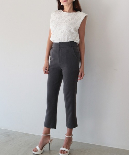 AMBIENT(アンビエント)の「ショルダーパッドレーストップス(シャツ/ブラウス・レディース・ブラック/アイボリー/ホワイト/ベージュ・FREE)」の9枚目の写真