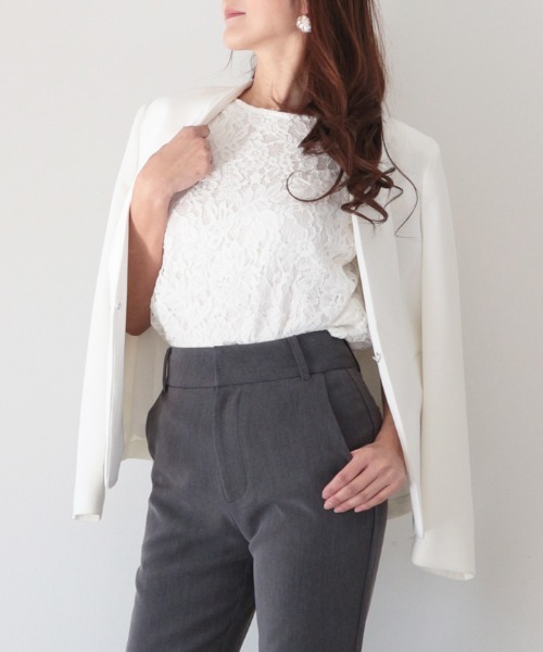 AMBIENT(アンビエント)の「ショルダーパッドレーストップス(シャツ/ブラウス・レディース・ブラック/アイボリー/ホワイト/ベージュ・FREE)」の10枚目の写真