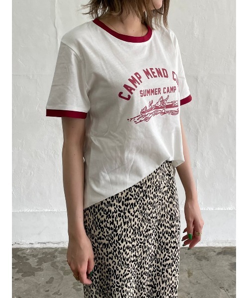 DAIS-Y（デイジー）の「イラストプリントリンガーTシャツ（Tシャツ/カットソー・レディース・ホワイト/ネイビー/グレー・FREE）」の14枚目の写真