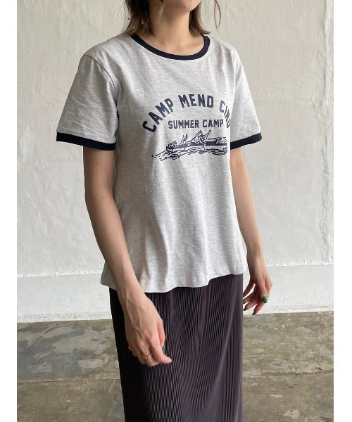 DAIS-Y（デイジー）の「イラストプリントリンガーTシャツ（Tシャツ/カットソー・レディース・ホワイト/ネイビー/グレー・FREE）」の18枚目の写真