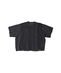 45R レースdeニットソーTシャツ フリル ネイビー 45R レースdeニットソーTシャツ フリル ネイビー（ヴィオラ エ