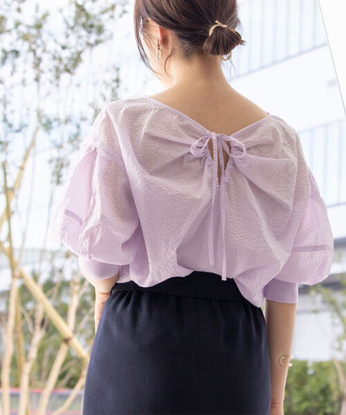 NOLLEY’S（ノーリーズ）の「ミラクルウェーブ5分袖ブラウス（シャツ/ブラウス・レディース・ホワイト系その他4/ブラック/ブルー系その他7/ライトグリーン/ラベンダー/ベビーピンク/サックスブルー/チャコールグレー・38）」の8枚目の写真