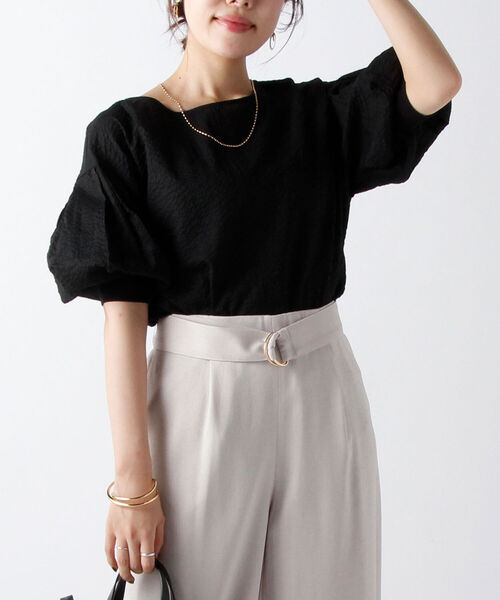 NOLLEY’S（ノーリーズ）の「ミラクルウェーブ5分袖ブラウス（シャツ/ブラウス・レディース・ホワイト系その他4/ブラック/ブルー系その他7/ライトグリーン/ラベンダー/ベビーピンク/サックスブルー/チャコールグレー・38）」の4枚目の写真